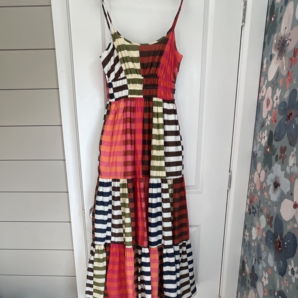 Butch Multicolor Striped Sleeveless Strap Accent Long Maxi Dress S -worn 1 time